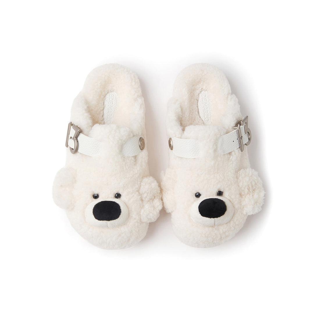 13De Marzo Bear Fleece Slip On Birkenstock White