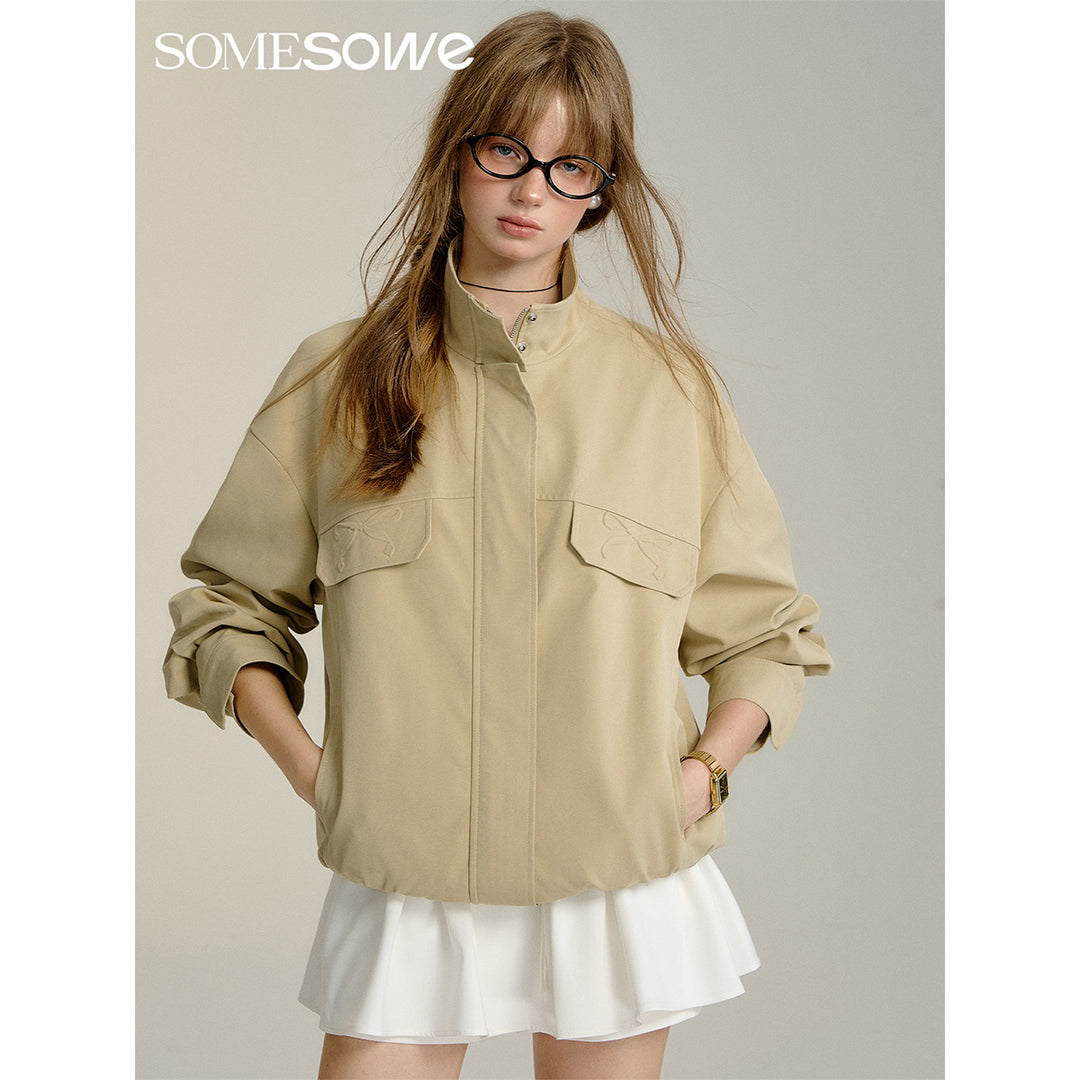 SomeSowe 3D Bow Casual Jacket Khaki