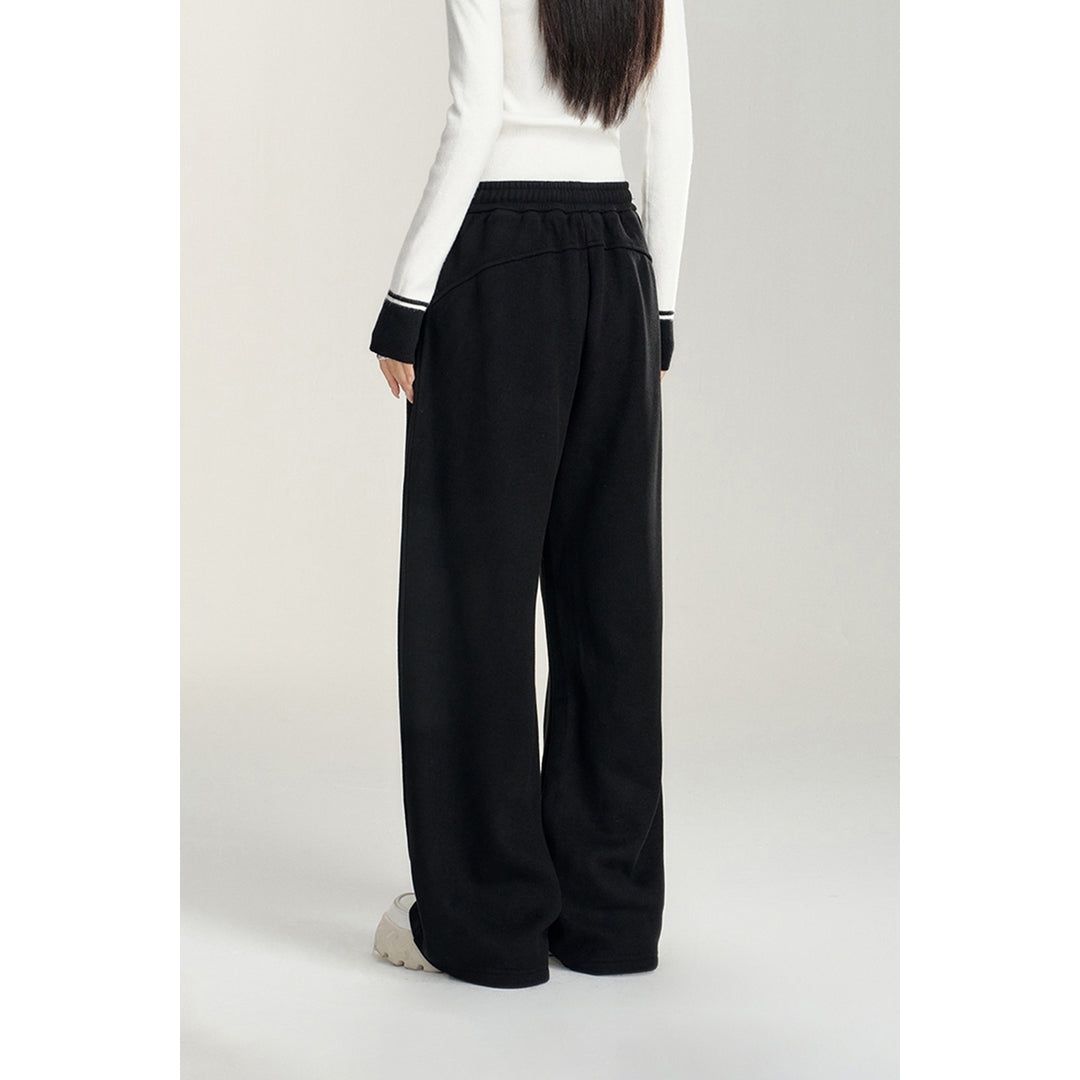 MacyMccoy Wrinkle Wide-Leg Fleece-Lined Pants Black