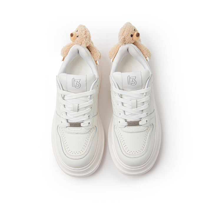 13De Marzo Plush Bear Thick-Soled Sneaker White