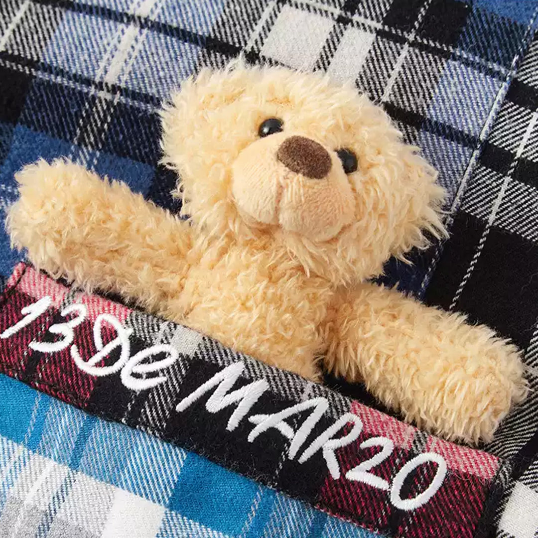 13De Marzo Bear Broken Plaid Patchwork Shirt