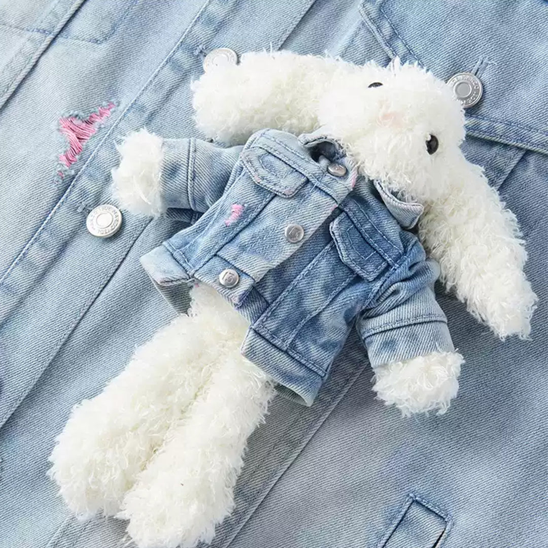 13De Marzo Plush Rabbit Denim Doozoo Jacket Blue