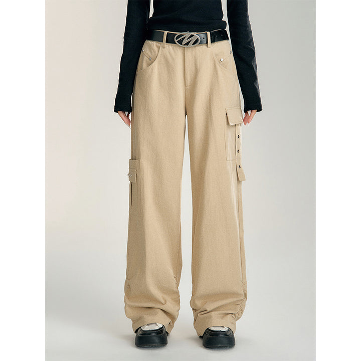 MacyMccoy Pleated Wide-Leg Cargo Pants Khaki