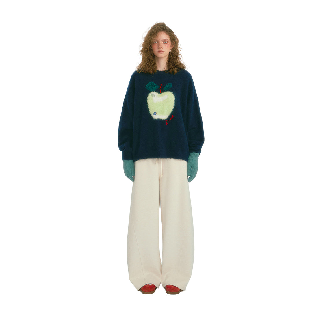 SomeSowe Apple Silhouette Knit Sweater Navy Blue