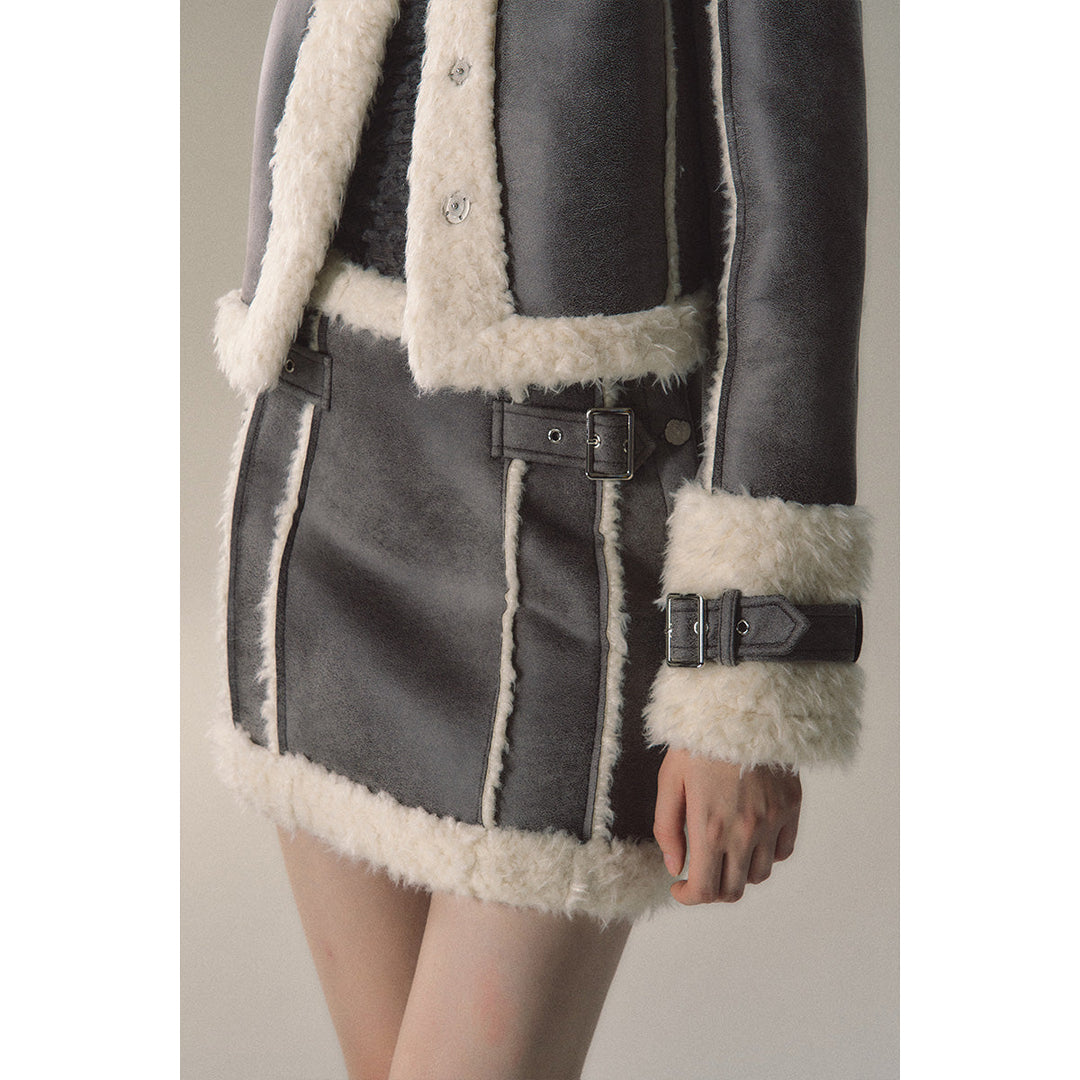 Via Pitti Suede Short Puffer Skirt Grey - Mores Studio