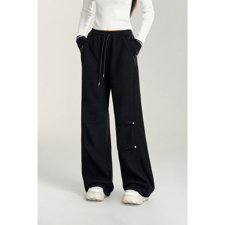 MacyMccoy Wrinkle Wide-Leg Fleece-Lined Pants Black