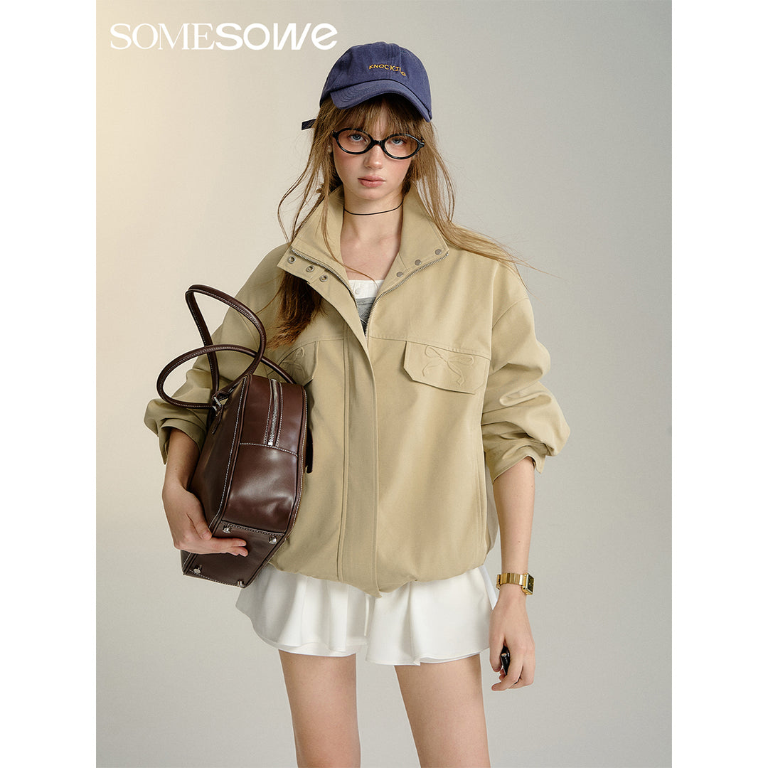 SomeSowe 3D Bow Casual Jacket Khaki