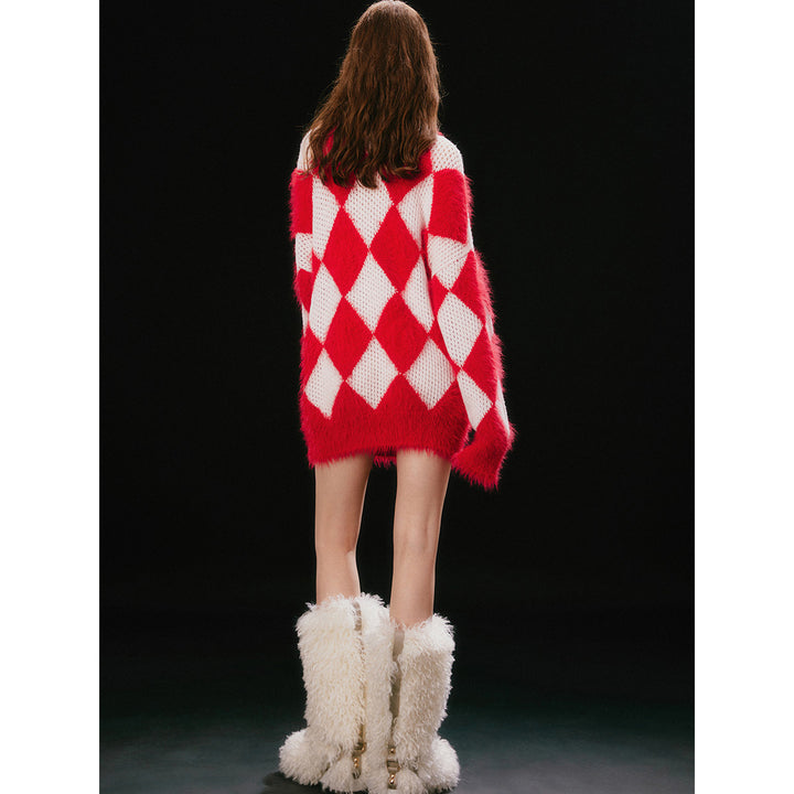 Jac Fleurant Color Blocked Checkered Knit Sweater - Mores Studio