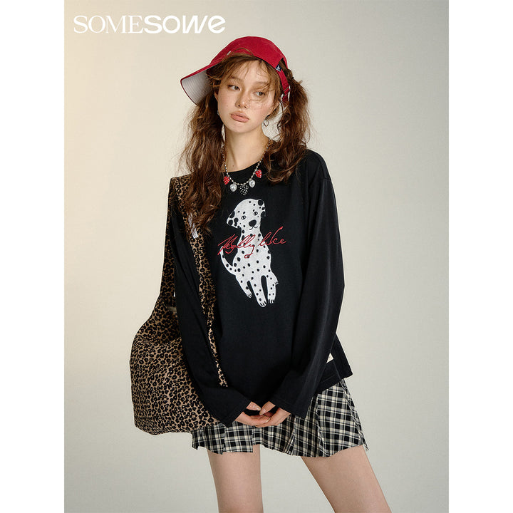 SomeSowe Spotted Puppy Silhouette Long Sleeve T-Shirt