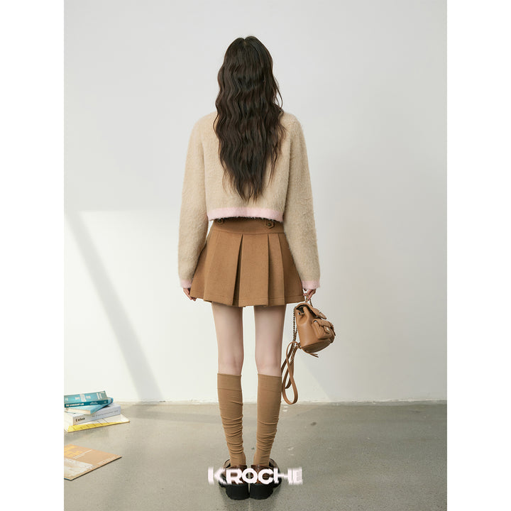 Kroche Vintage Woolen Plated Skirt - Mores Studio