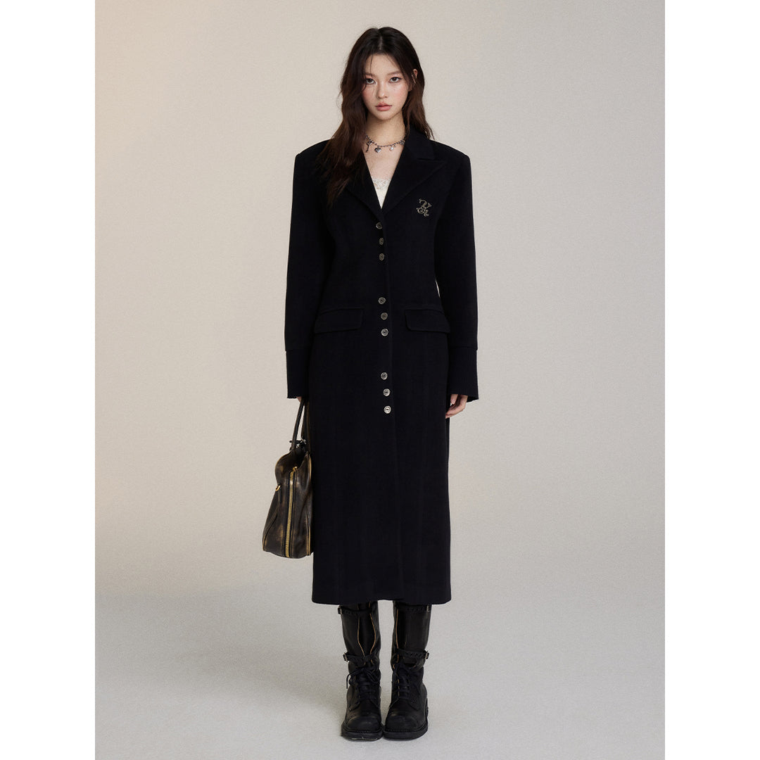 Via Pitti Heavy Patchwork Waisting Long Coat Black