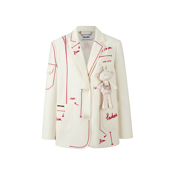 13De Marzo Sketch Line Suit Jacket White - Mores Studio