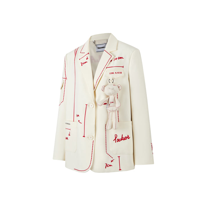 13De Marzo Sketch Line Suit Jacket White - Mores Studio