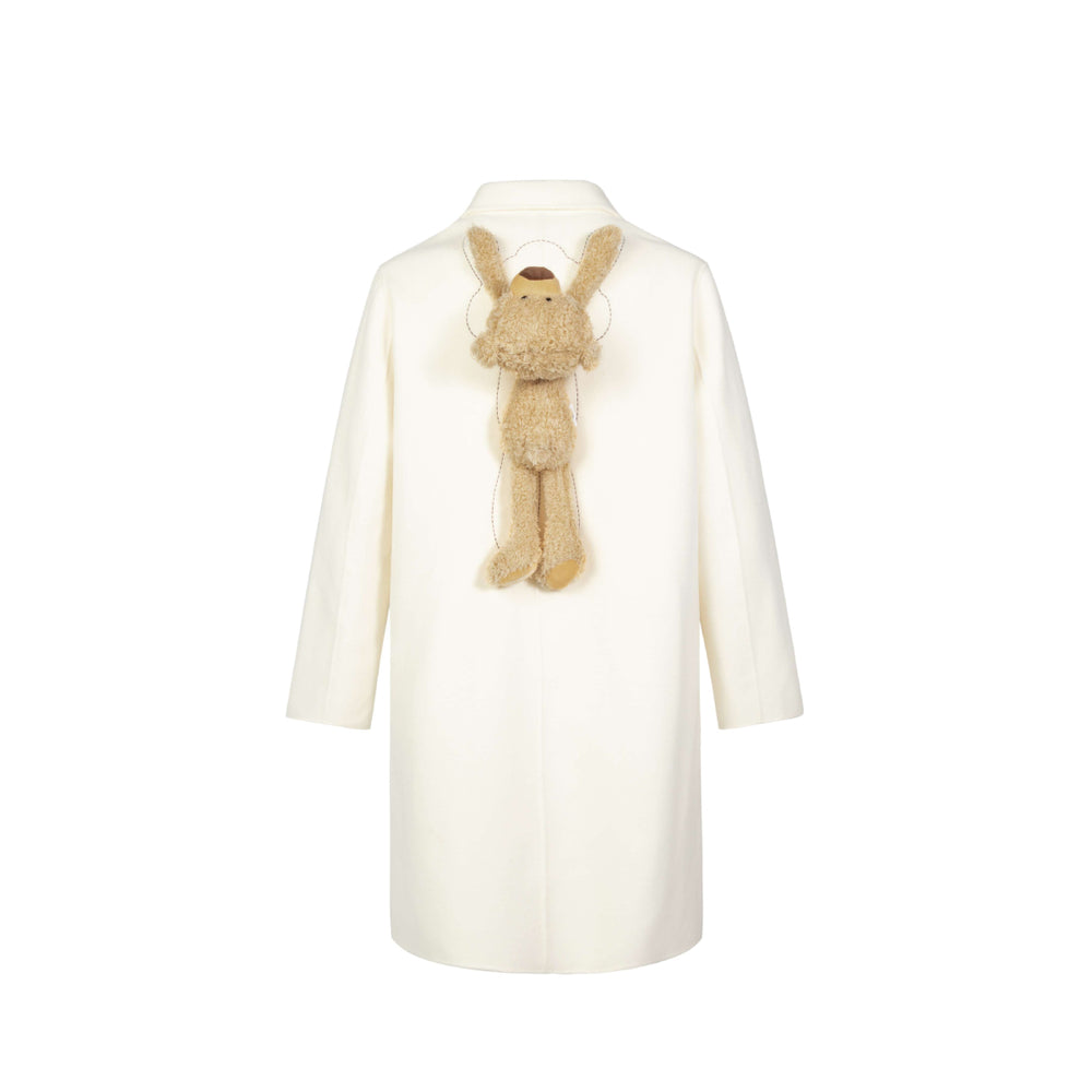 13De Marzo Palda Bear Woolen Overcoat White - Mores Studio