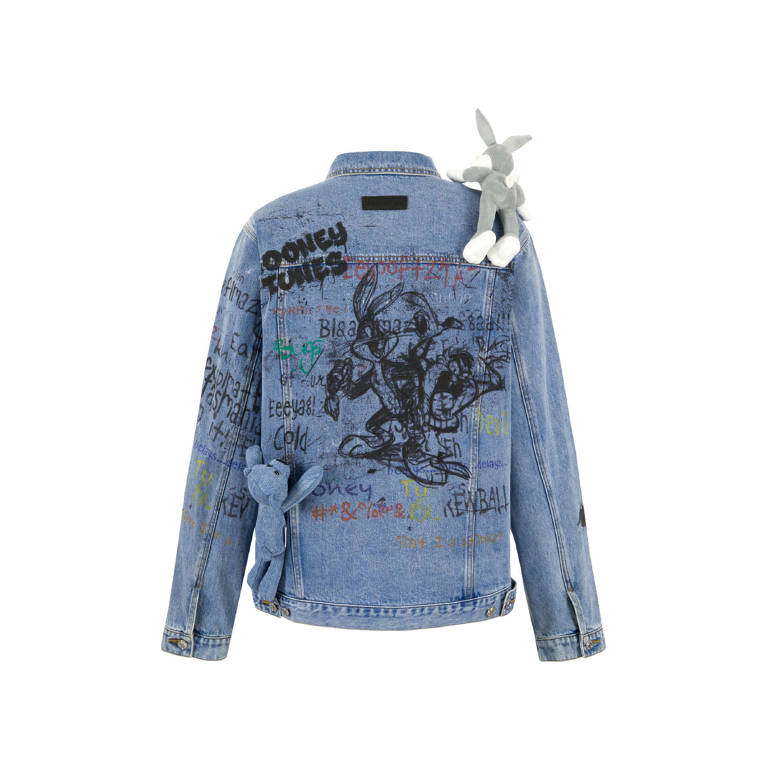 13De Marzo X Looney Tunes Bugs Bunny Graffiti Denim Jacket - Mores Studio