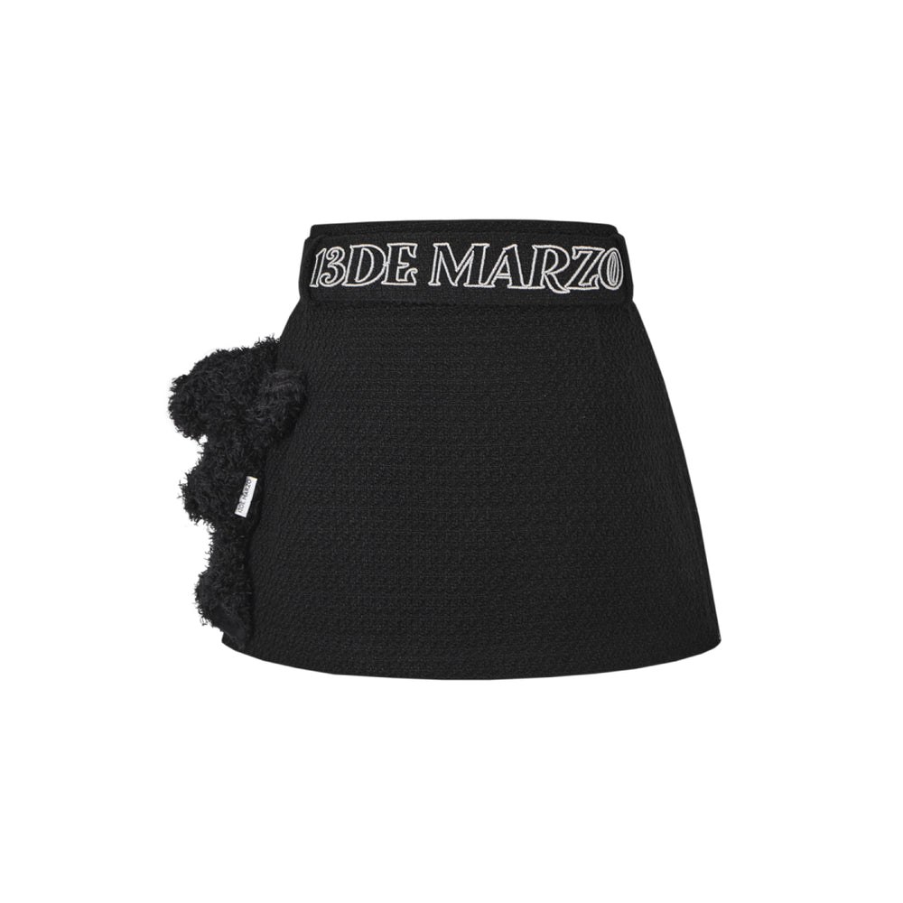 13De Marzo Belt Tweed Skirt Black - Mores Studio