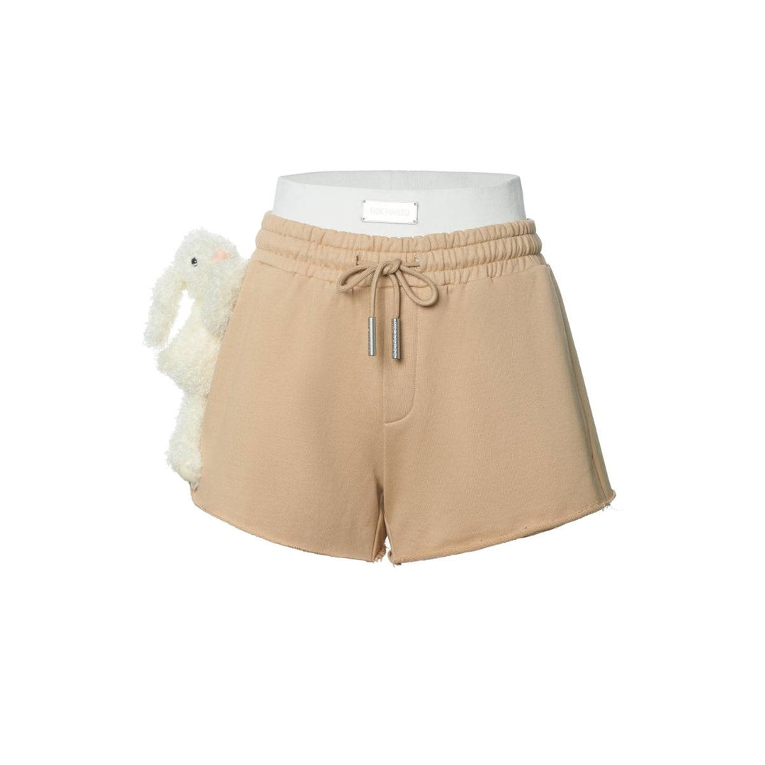 13De Marzo Double Waist Plush Rabbit Sweat Shorts Khaki - Mores Studio