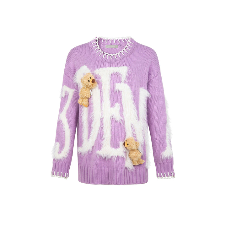 13De Marzo Doozoo Mohair Logo Sweater Purple - Mores Studio