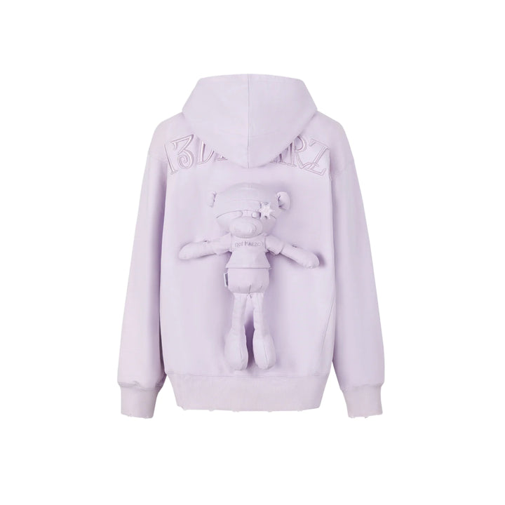 13De Marzo Plush Bear Embossed Hoodie Purple - Mores Studio