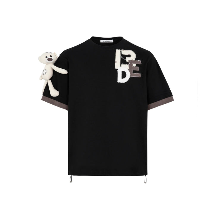 13De Marzo Bear Patched Logo Tee Black - Mores Studio