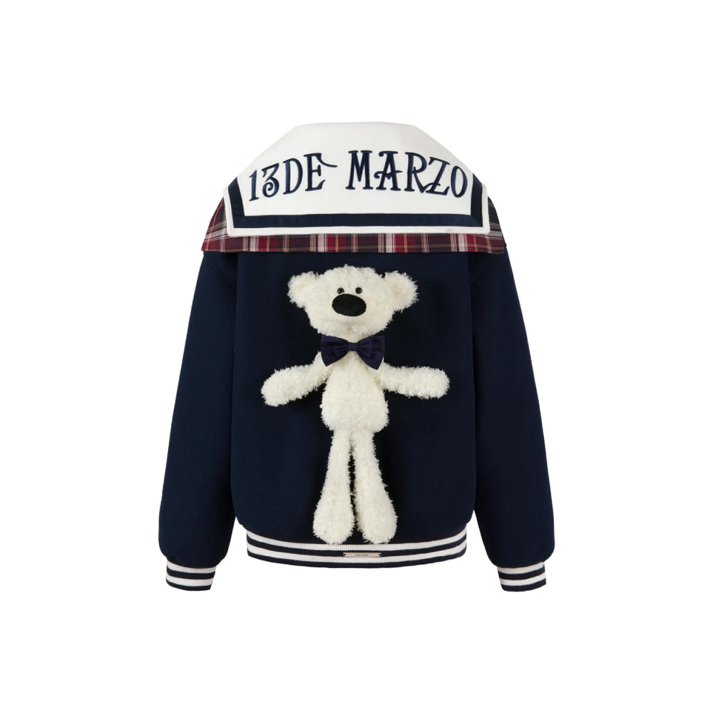 13De Marzo Sailor Collar Padded Coat Navy Blue - Mores Studio