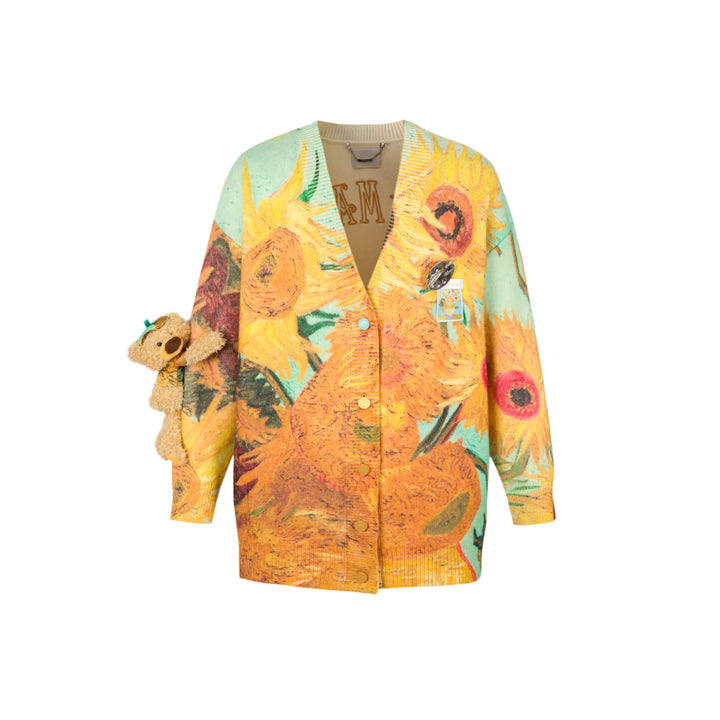 13De Marzo Van Gogh Masterpiece Knit Cardigan Yellow - Mores Studio