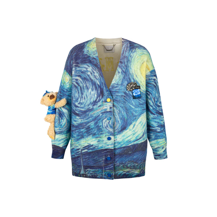 13De Marzo Van Gogh Masterpiece Knit Cardigan Blue - Mores Studio