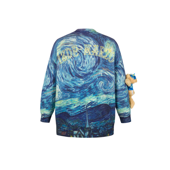 13De Marzo Van Gogh Masterpiece Knit Cardigan Blue - Mores Studio