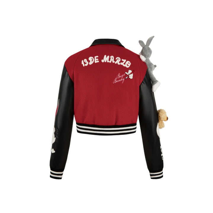 13De Marzo X Looney Tunes Bugs Bunny Short Baseball Jacket Red - Mores Studio