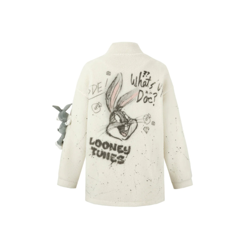 13De Marzo X Looney Tunes Bugs Bunny Fleece Jacket White - Mores Studio