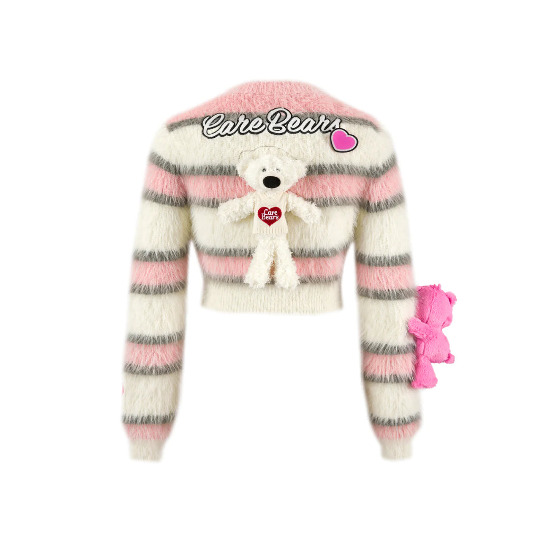 13De Marzo X Care Bears Badges Striped Furry Sweater Pink - Mores Studio