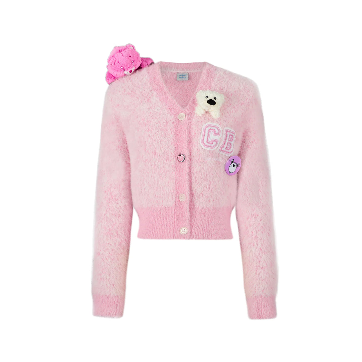 13De Marzo X Care Bears Heart Button Mohair Cardigan Pink – Mores