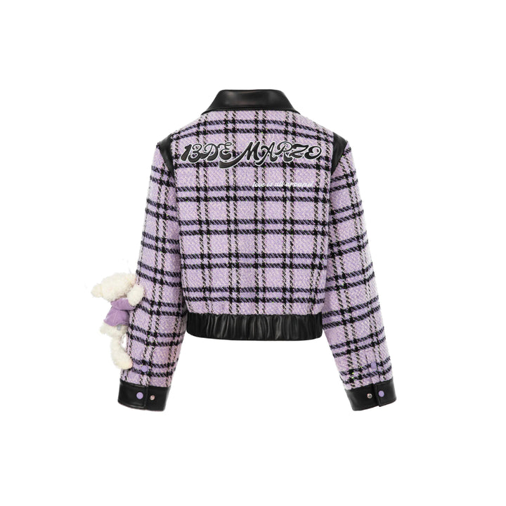 13De Marzo X Kuromi Bear Plaid Tweed Short Jacket Purple - Mores Studio