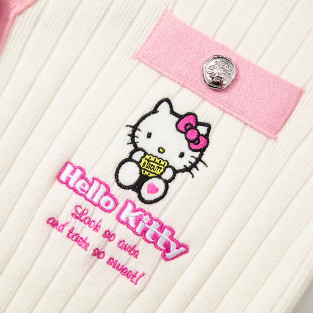 13De Marzo X Hello Kitty Color Blocked Bear Cardigan White - Mores Studio