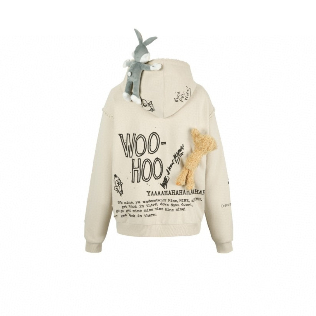 13De Marzo X Looney Tunes Daffy Duck Sketch Zip Hoodie Khaki - Mores Studio