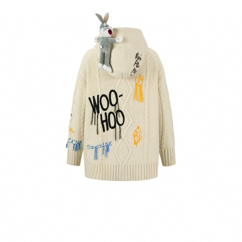 13De Marzo X Looney Tunes Daffy Duck Knit Cardigan Khaki - Mores Studio