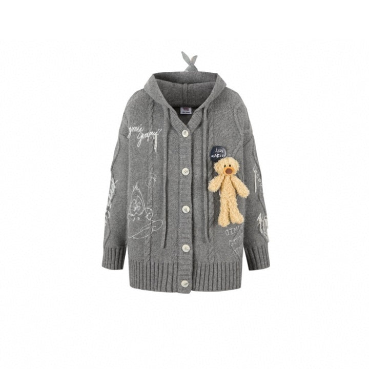 13De Marzo X Looney Tunes Daffy Duck Knit Cardigan Grey - Mores Studio