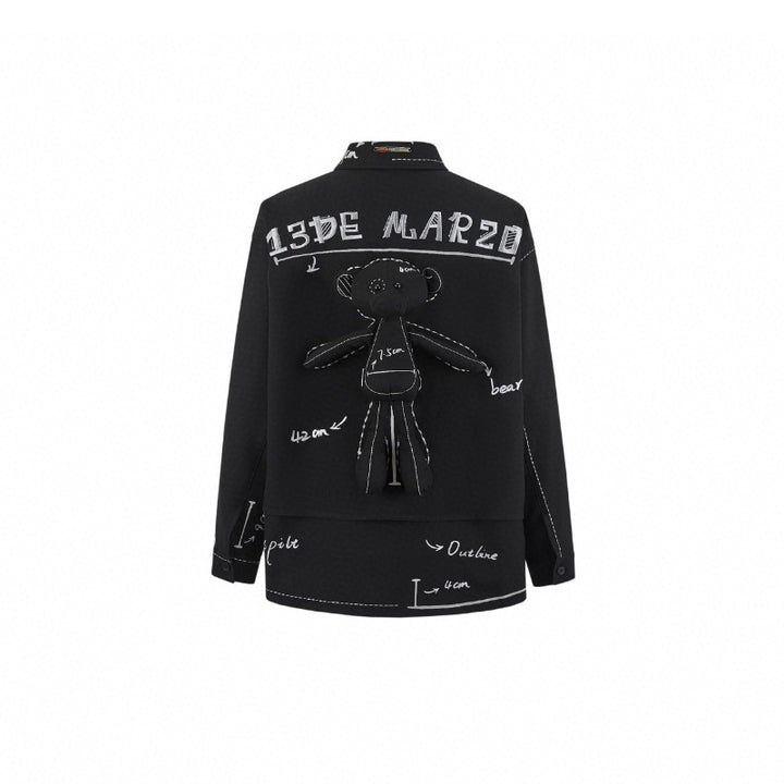 13De Marzo Plush Bear Sketch Line Shirt Black - Mores Studio