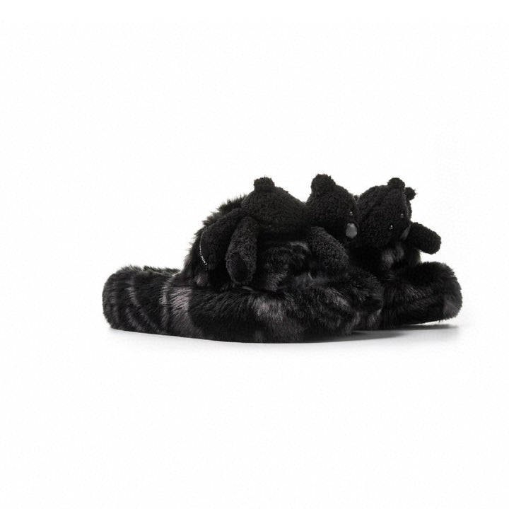 13De Marzo Plush Bear Furry Slipper Black - Mores Studio