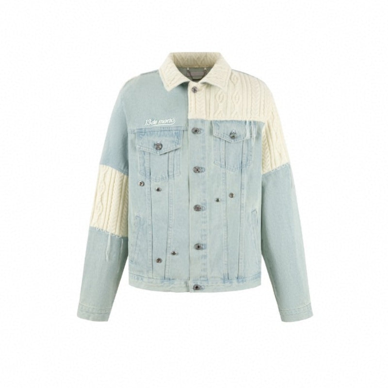 13De Marzo Weave Knit Blend Denim Jacket - Mores Studio