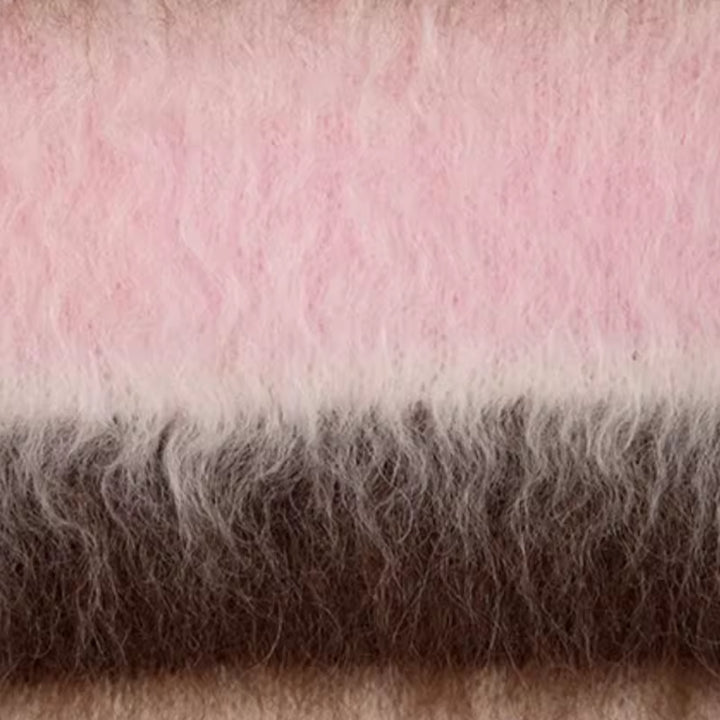 Herlian Raw Edge Striped Mohair Knit Sweater Pink - Mores Studio