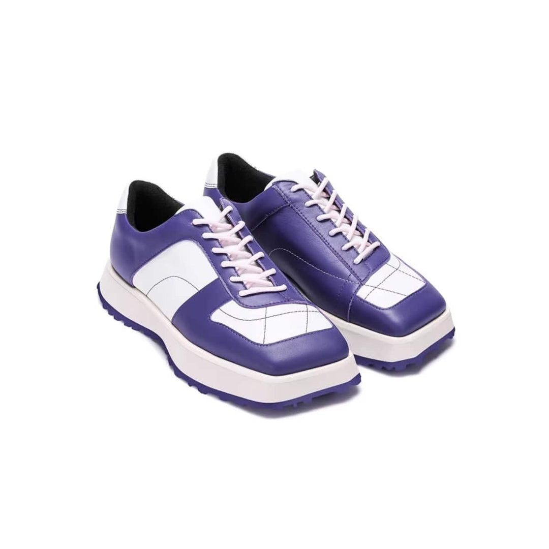 Lost In Echo Color Blocked Leather Brogues Purple - Mores Studio