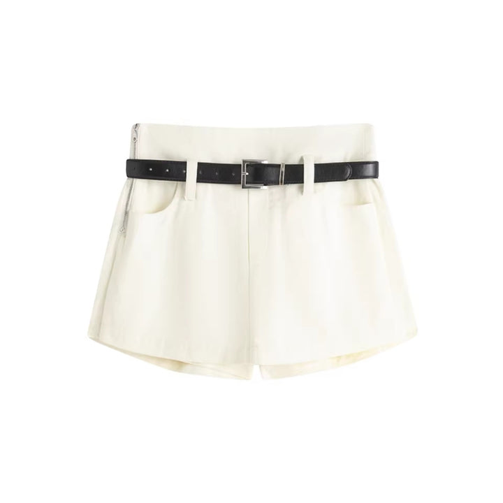 Marc Moore A-Line Denim Skirt Shorts White - Mores Studio