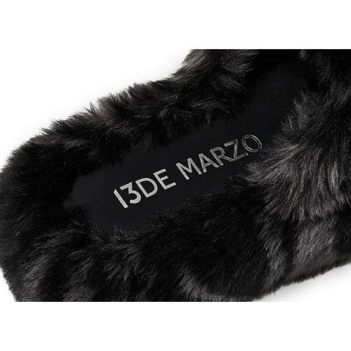 13De Marzo Plush Bear Furry Slipper Black - Mores Studio