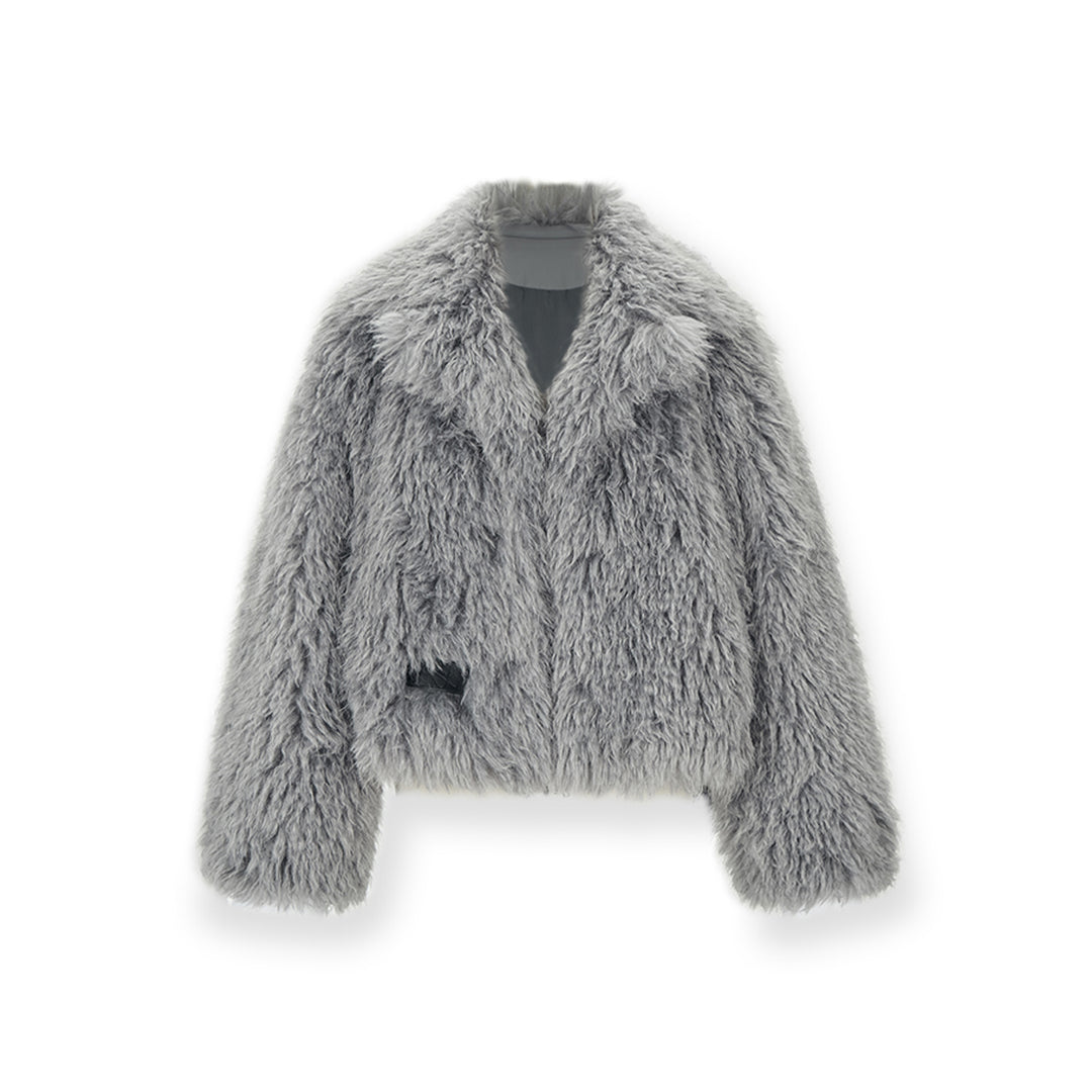 NotAwear Lapel Collar Woollen Fuzzy Jacket - Mores Studio