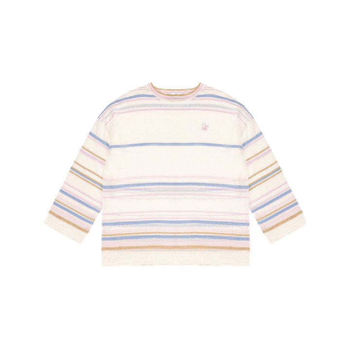 AsGony 3D Colorful Striped Casual L/S T-Shirt