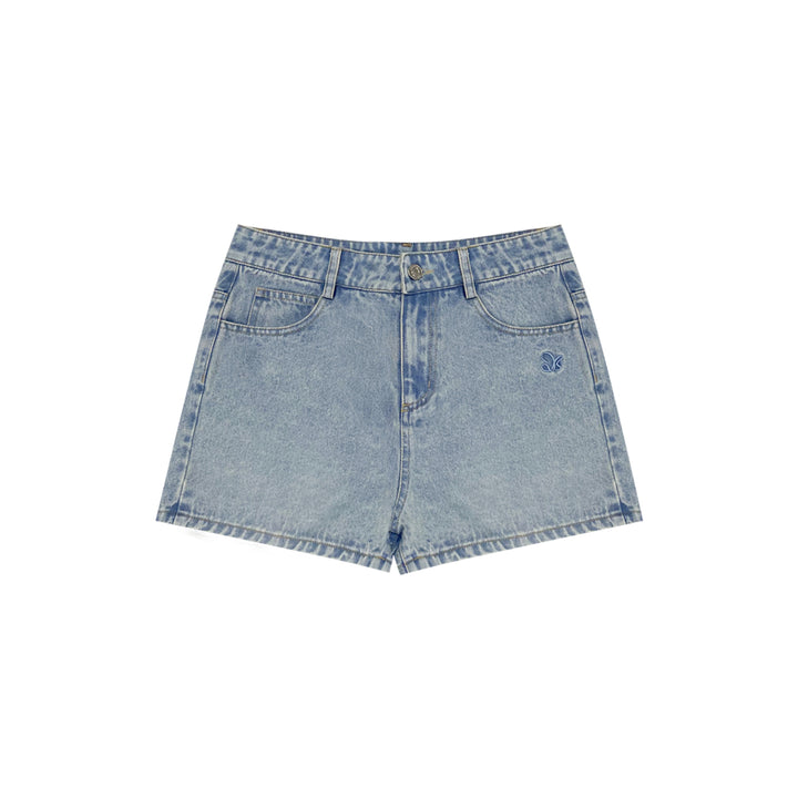 AsGony Bow Tie Embroidered Denim Shorts