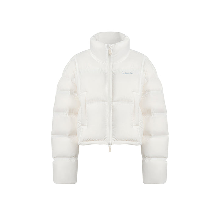 Kroche Stand Collar Short Down Jacket White