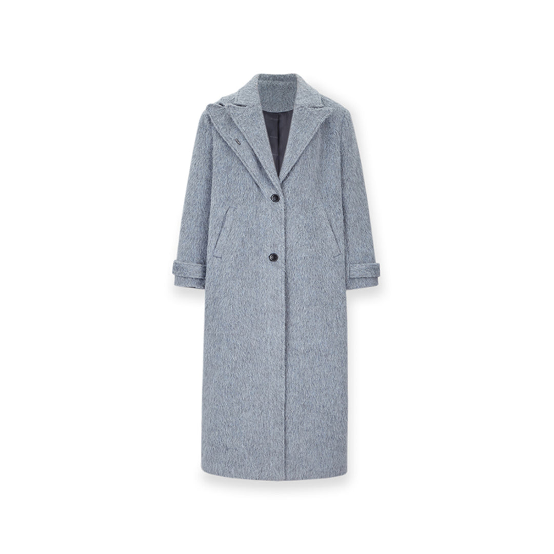 NotAwear Double Collar Oversize Silver Thread Woolen Coat Grey - Mores Studio