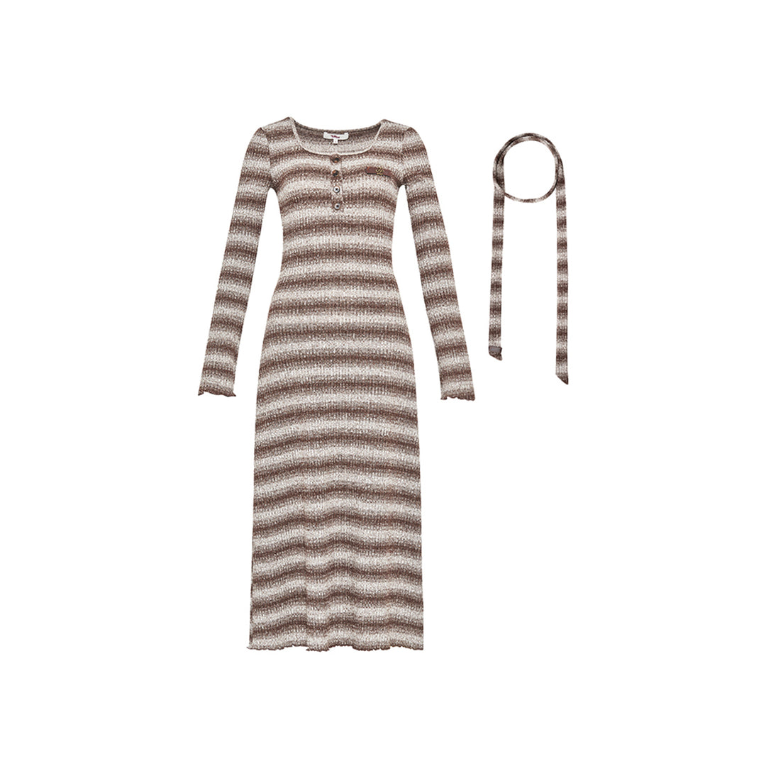 Liilou Vintage Color Blocked Striped Knit Dress - Mores Studio